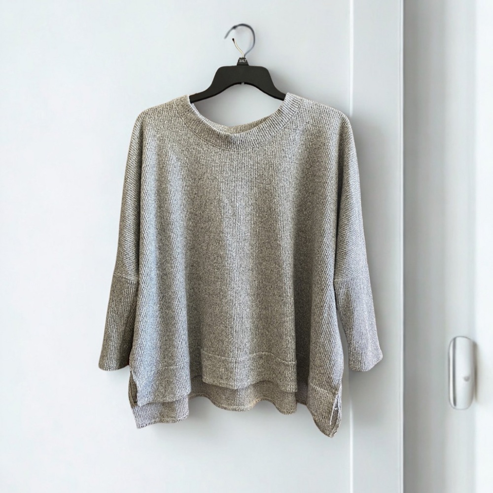 Talulah Beige Oversized Sweater - Soft Knit Drop Shoulder Pullover Size L